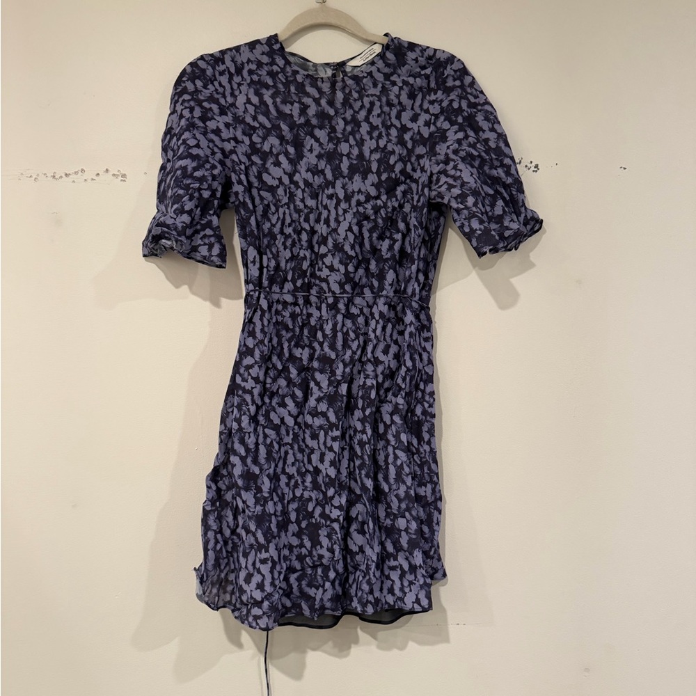 & Other Stories Navy Floral Belted Mini Dress